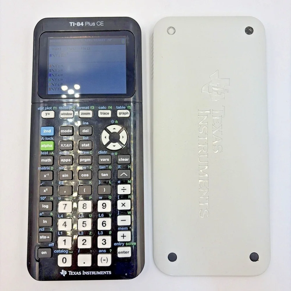 Texas Instruments TI-84 Plus CE Graphing Calculator W/Cover NO CORD Blk/White